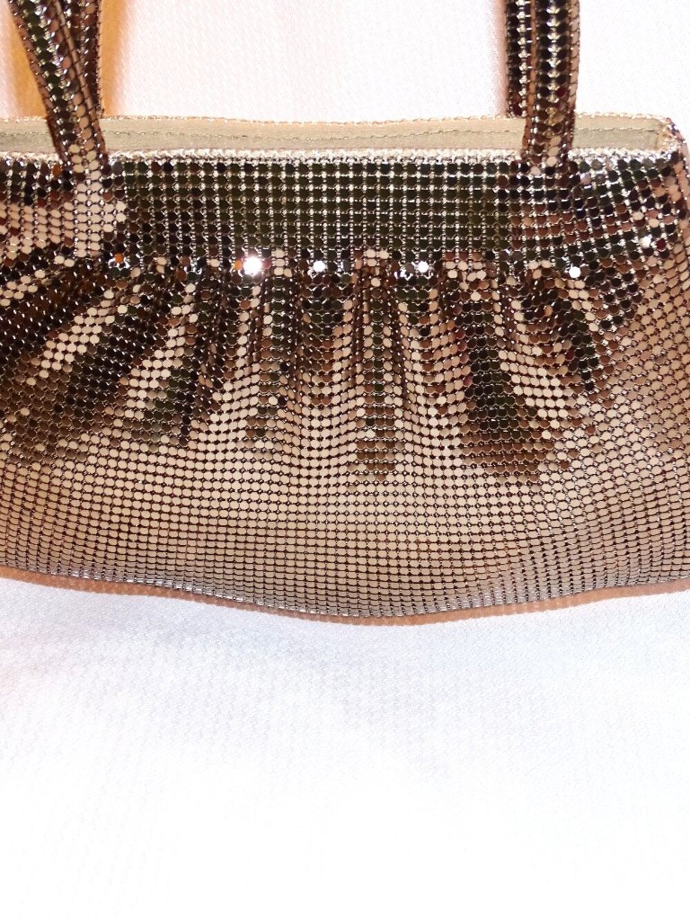 Whiting and Davis Gold Mesh Handbag 9" x 6" Vintage - Picture 6 of 11